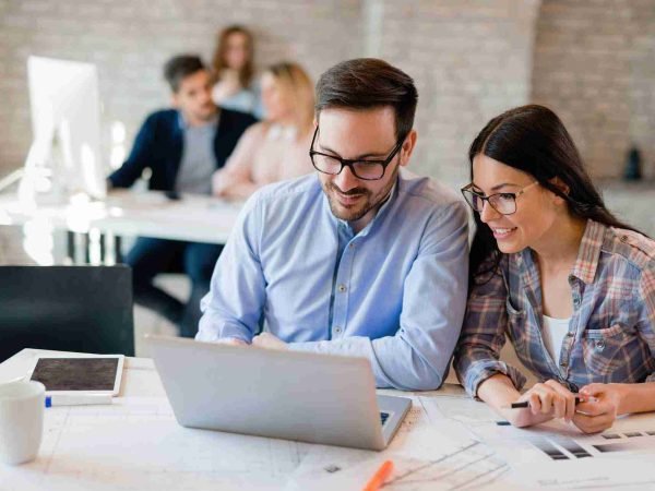 Company employees working in office